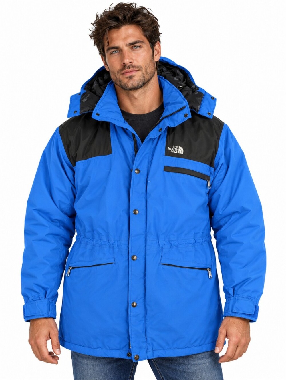 Vintage The North Face Gore-Tex Insulated Parka Jacket Blue Black Large EUC